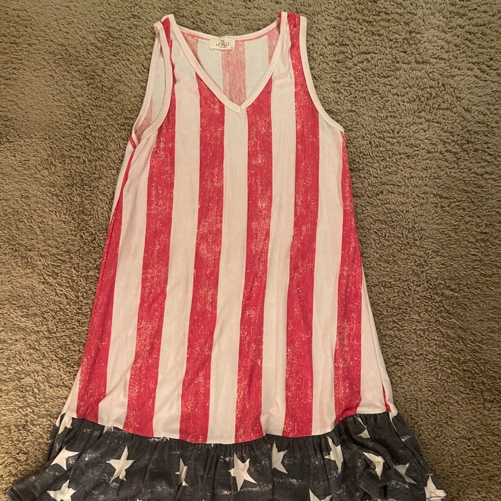 Red and White Striped Sleeveless Dress